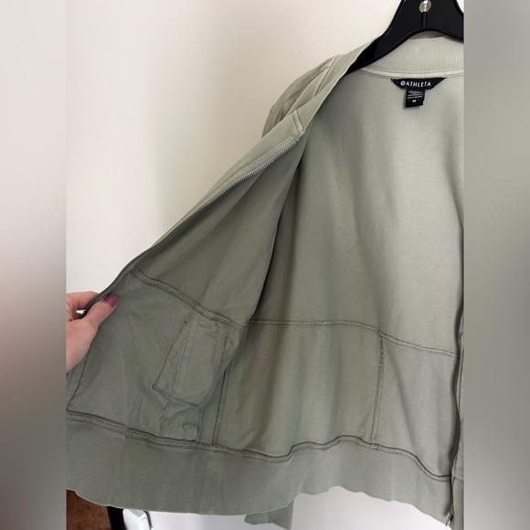 ATHLETA Sage Green Bomber Jacket Full Zip Athleisure Casual Comfort Active | M - Picture 11 of 16